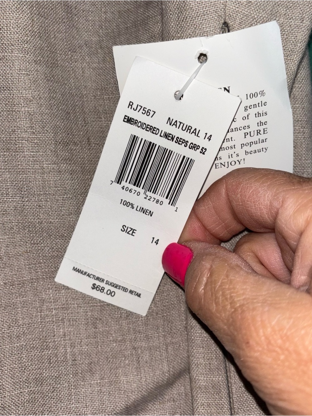 Rafaella size 14 new linen Sleeveless Embroidered Midi Dress - Picture 5 of 6
